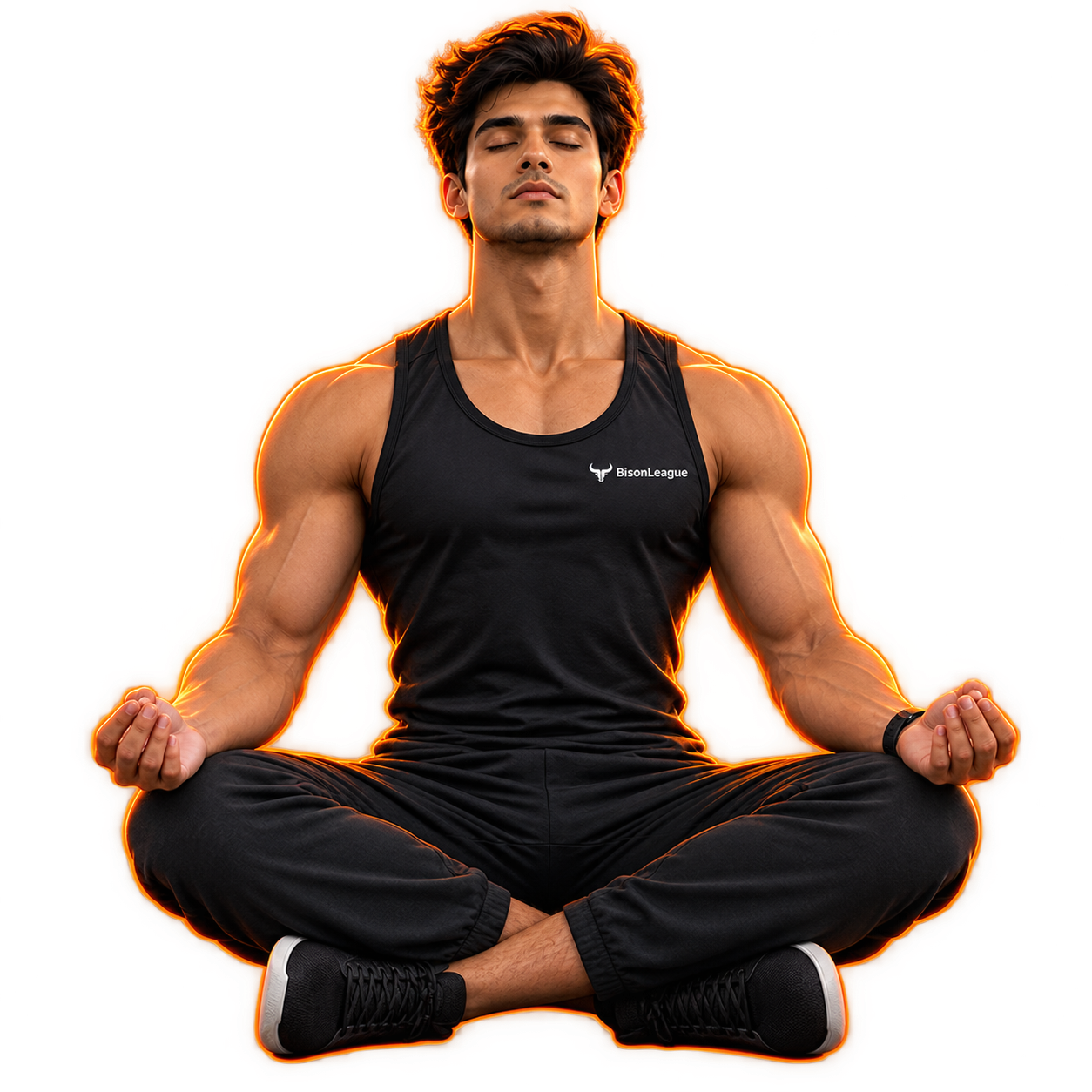 BisonLeague athlete meditating in lotus position